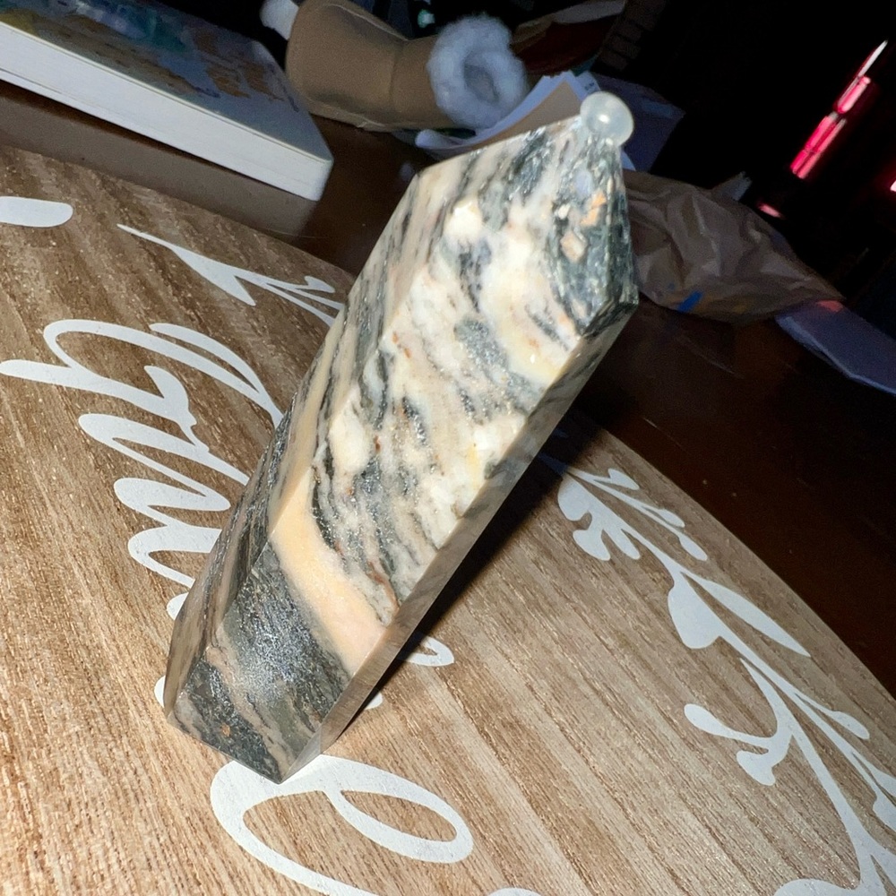Pink Zebra Jasper Crystal Tower